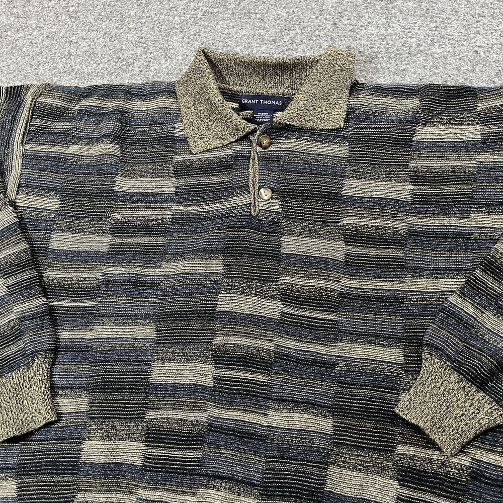 Vintage Grant Thomas Sweater Mens Medium Pullover Striped Grandpa Knit 90s